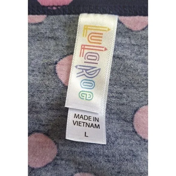 LuLaRoe L Navy & Purple Polka-Dot Long Sleeve Scoop Neck T-Shirt - Picture 2 of 3